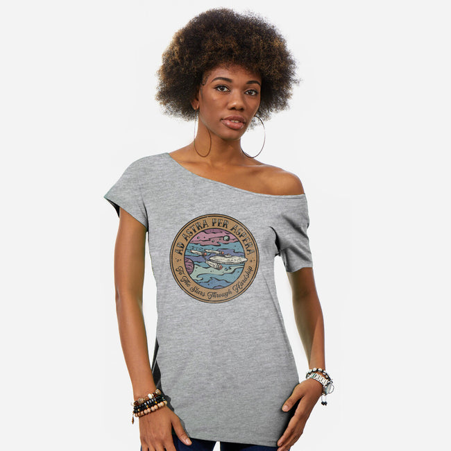 Ad Astra Per Asprea-Womens-Off Shoulder-Tee-kg07