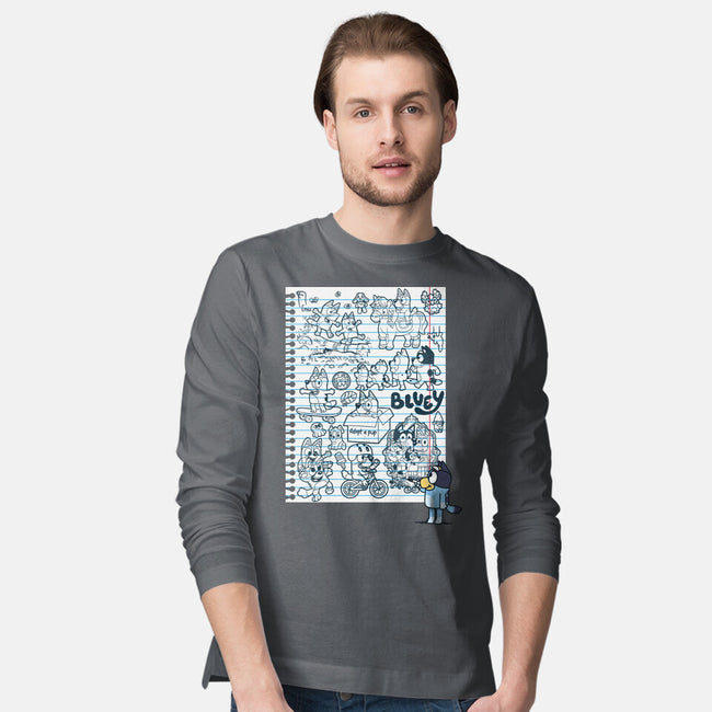 Doodle Heeler-Mens-Long Sleeved-Tee-Xentee