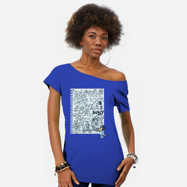 Doodle Heeler-Womens-Off Shoulder-Tee-Xentee