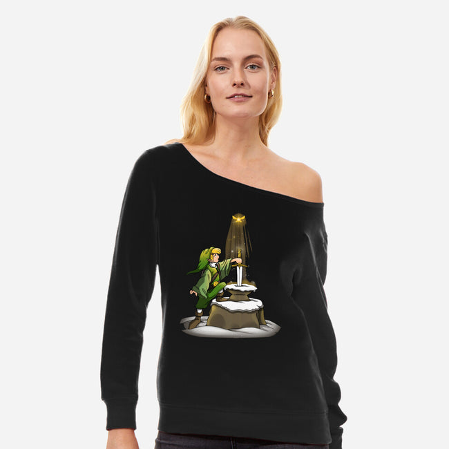 Sword Hero-Womens-Off Shoulder-Sweatshirt-Vallina84