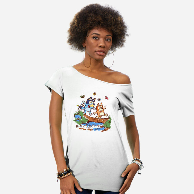 Walking Down The Stream-Womens-Off Shoulder-Tee-Xentee