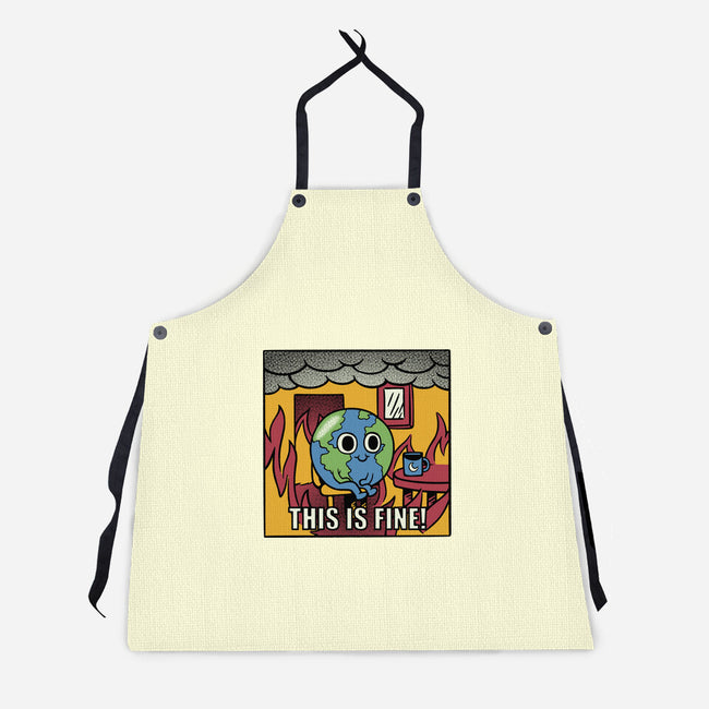 Earth It's Fine Room On Fire-Unisex-Kitchen-Apron-tobefonseca