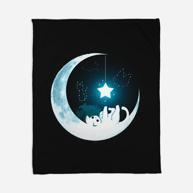 Kitten Moon Night-None-Fleece-Blanket-Vallina84