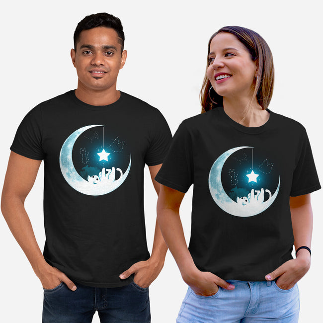 Kitten Moon Night-Unisex-Basic-Tee-Vallina84