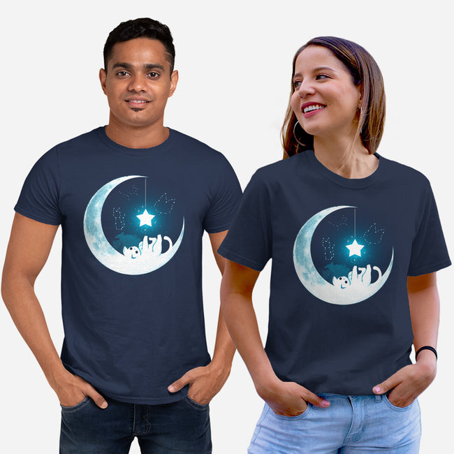 Kitten Moon Night-Unisex-Basic-Tee-Vallina84