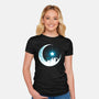 Kitten Moon Night-Womens-Fitted-Tee-Vallina84