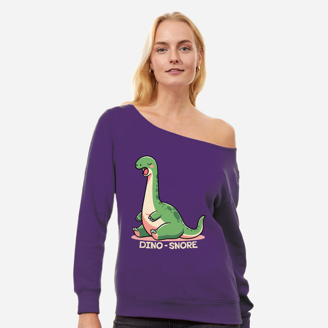 Dino-snore-Womens-Off Shoulder-Sweatshirt-fanfreak1