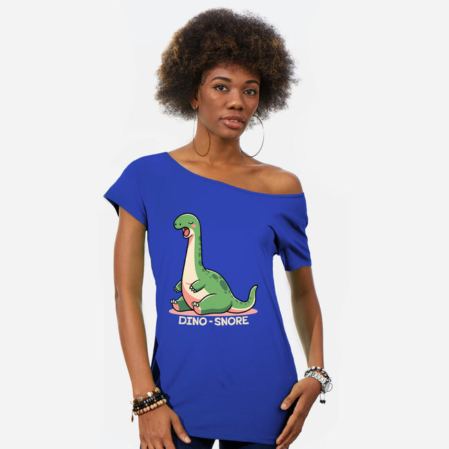 Dino-snore-Womens-Off Shoulder-Tee-fanfreak1