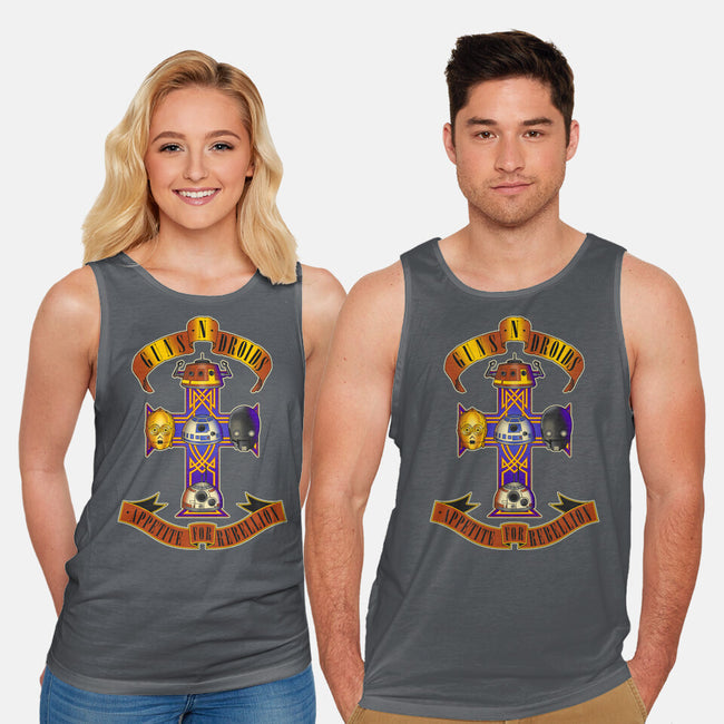 Guns N Droids-Unisex-Basic-Tank-retrodivision