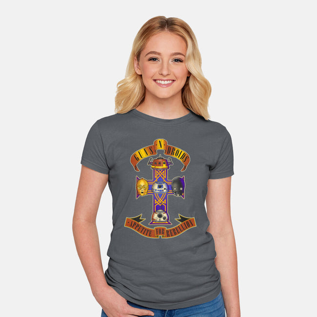 Guns N Droids-Womens-Fitted-Tee-retrodivision