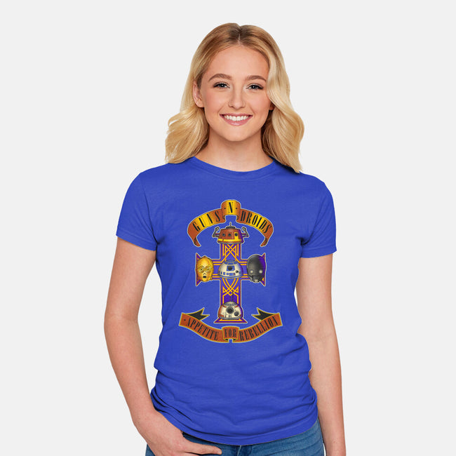 Guns N Droids-Womens-Fitted-Tee-retrodivision