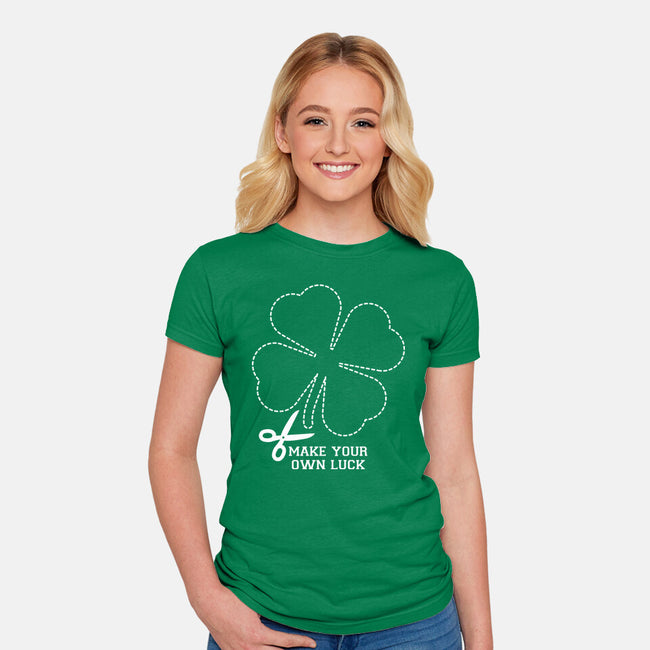 Make Your Own Luck-Womens-Fitted-Tee-rocketman_art