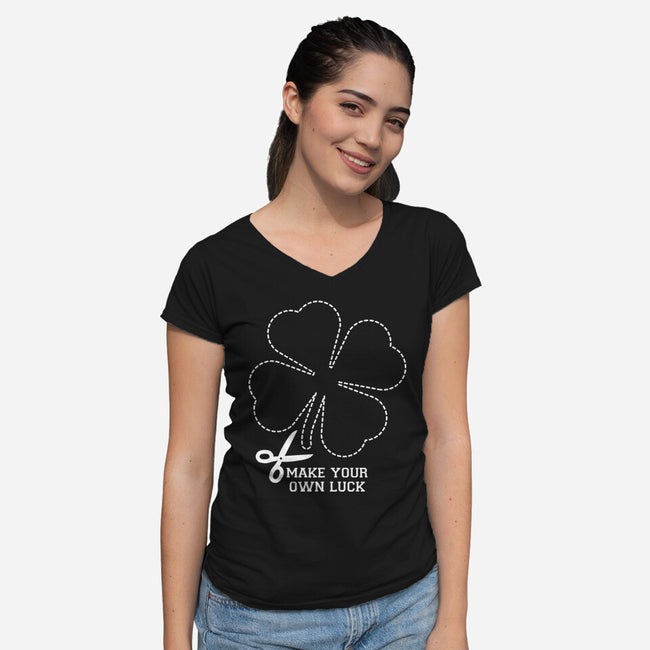 Make Your Own Luck-Womens-V-Neck-Tee-rocketman_art