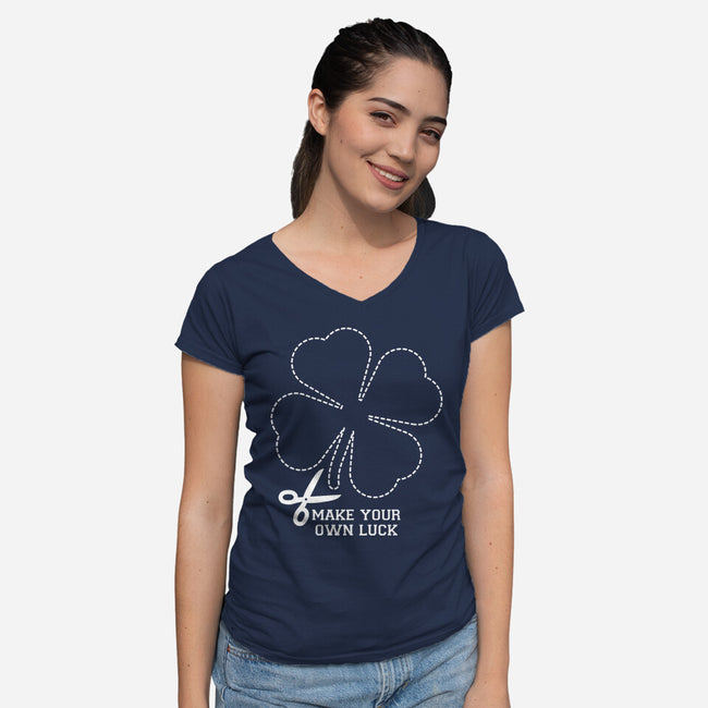 Make Your Own Luck-Womens-V-Neck-Tee-rocketman_art