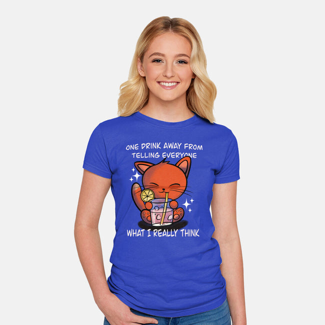 One Drink Away-Womens-Fitted-Tee-fanfabio