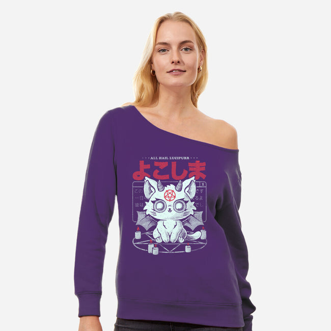 All Hail Lucipurr-Womens-Off Shoulder-Sweatshirt-eduely