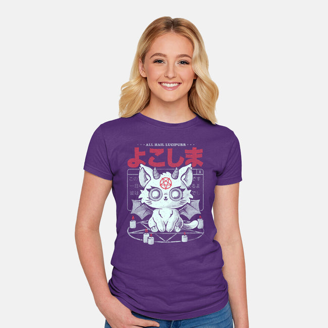 All Hail Lucipurr-Womens-Fitted-Tee-eduely