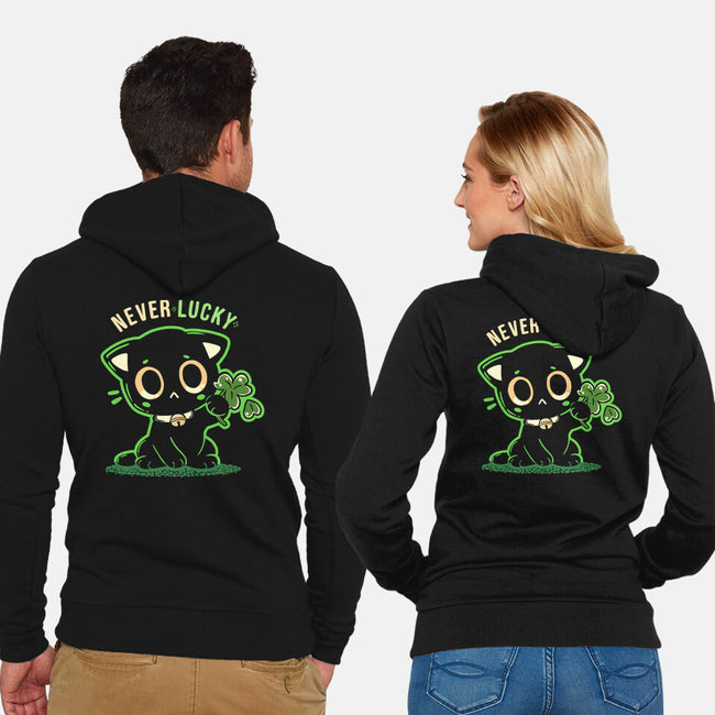 Never Lucky-Unisex-Zip-Up-Sweatshirt-TechraNova