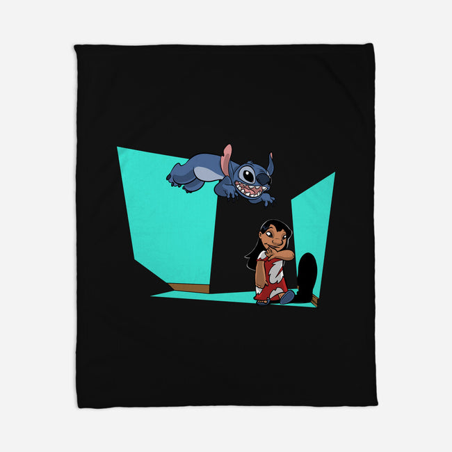 Alien And Girl-None-Fleece-Blanket-zascanauta