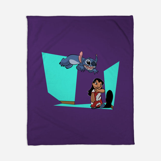 Alien And Girl-None-Fleece-Blanket-zascanauta