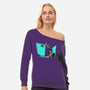 Alien And Girl-Womens-Off Shoulder-Sweatshirt-zascanauta