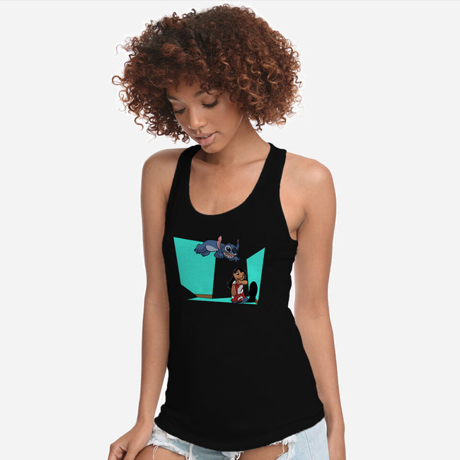 Alien And Girl-Womens-Racerback-Tank-zascanauta