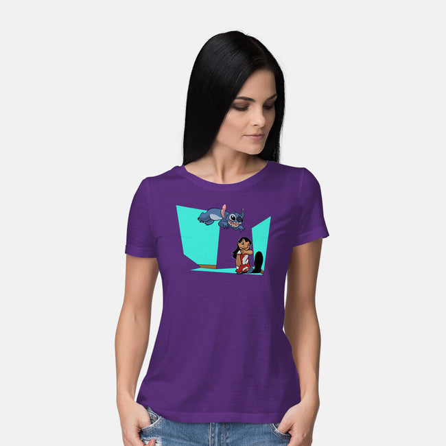 Alien And Girl-Womens-Basic-Tee-zascanauta