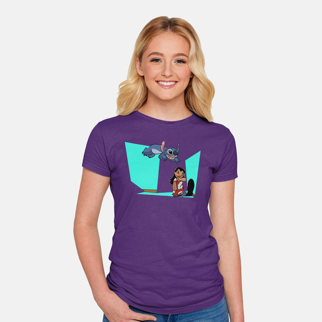 Alien And Girl-Womens-Fitted-Tee-zascanauta