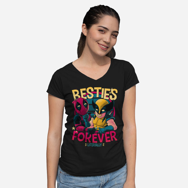 Besties Forever-Womens-V-Neck-Tee-teesgeex