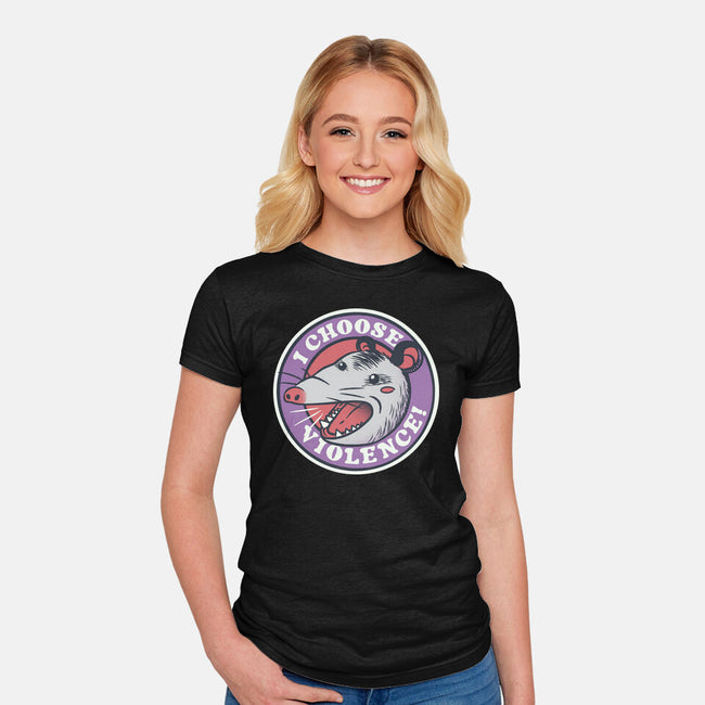 I Choose Violence Opossum-Womens-Fitted-Tee-tobefonseca