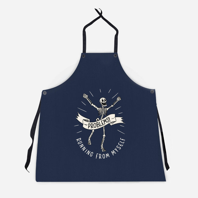 Running From Myself Skeleton-Unisex-Kitchen-Apron-tobefonseca