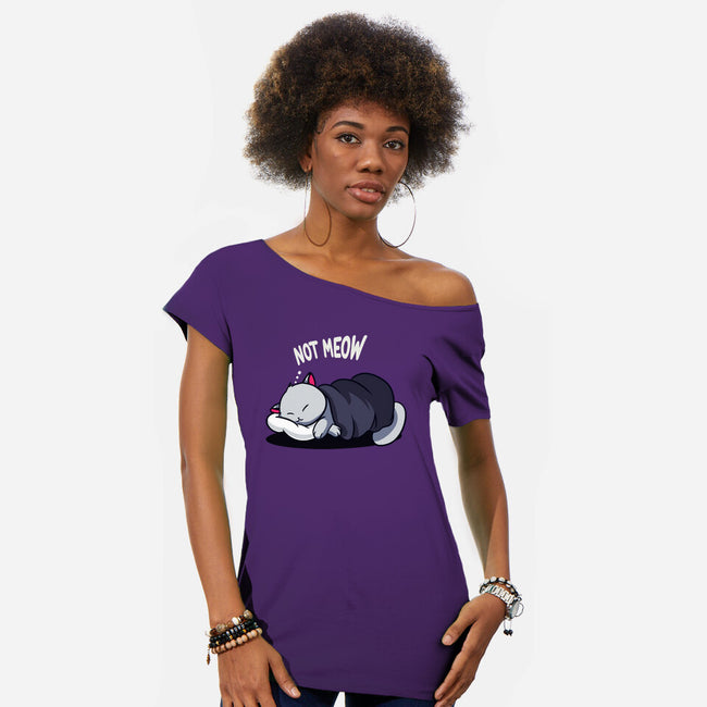 Not Meow-Womens-Off Shoulder-Tee-fanfabio