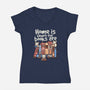 Home Is Where The Books Are-Womens-V-Neck-Tee-NemiMakeit