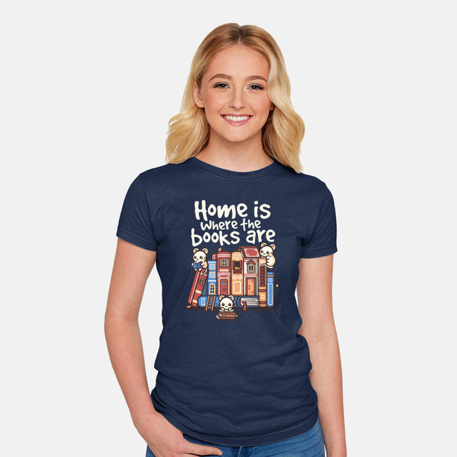 Home Is Where The Books Are-Womens-Fitted-Tee-NemiMakeit