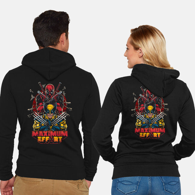 Maximum Effort Friends-Unisex-Zip-Up-Sweatshirt-Knegosfield