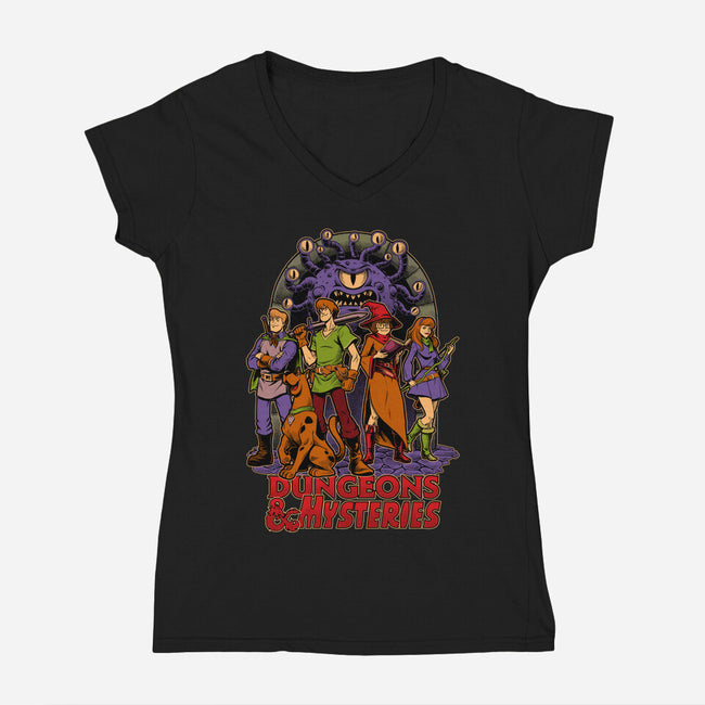 Dungeons And Mysteries-Womens-V-Neck-Tee-Studio Mootant