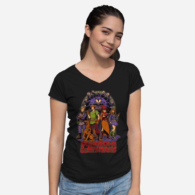 Dungeons And Mysteries-Womens-V-Neck-Tee-Studio Mootant