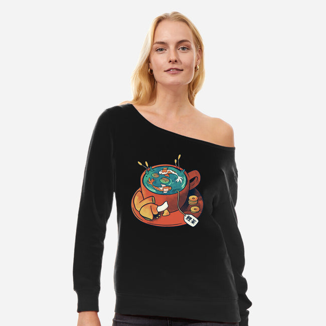 Koi Tea Zen Break-Womens-Off Shoulder-Sweatshirt-tobefonseca