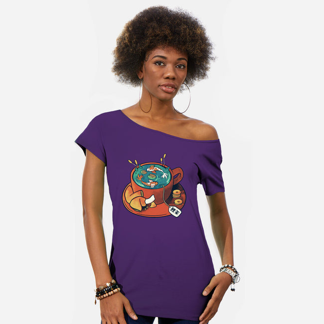 Koi Tea Zen Break-Womens-Off Shoulder-Tee-tobefonseca