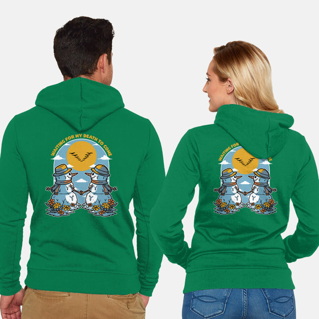 Snowman Irony Spring-Unisex-Zip-Up-Sweatshirt-Studio Mootant