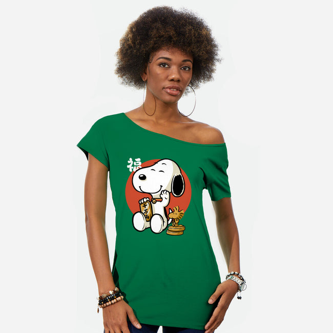 Luck Money Beagle-Womens-Off Shoulder-Tee-Studio Mootant