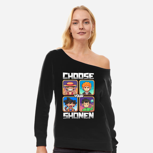 Choose Your Shonen-Womens-Off Shoulder-Sweatshirt-2DFeer