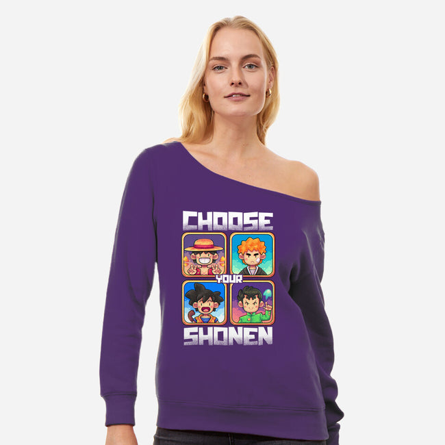 Choose Your Shonen-Womens-Off Shoulder-Sweatshirt-2DFeer