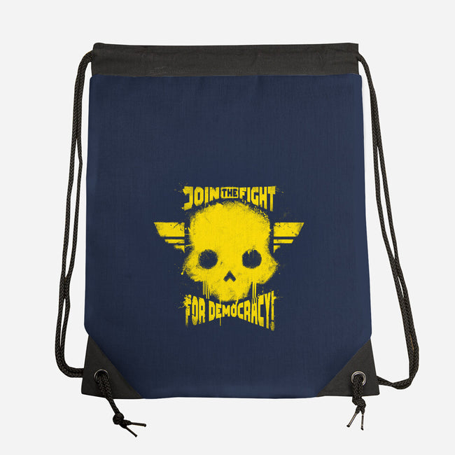 Join The Fight Democracy-None-Drawstring-Bag-rocketman_art