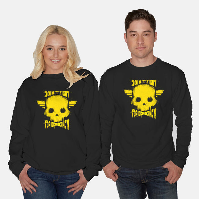 Join The Fight Democracy-Unisex-Crew Neck-Sweatshirt-rocketman_art