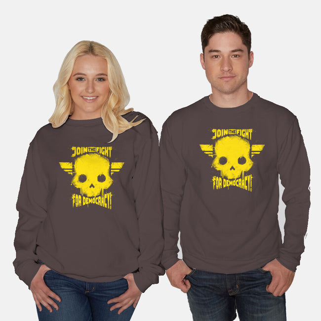 Join The Fight Democracy-Unisex-Crew Neck-Sweatshirt-rocketman_art