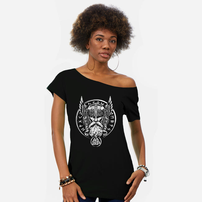 God Of War And Wisdom-Womens-Off Shoulder-Tee-DrMonekers