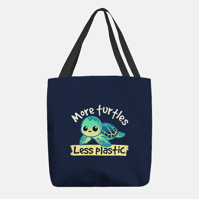 More Turtles Less Plastic-None-Basic Tote-Bag-NemiMakeit