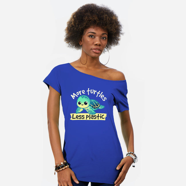 More Turtles Less Plastic-Womens-Off Shoulder-Tee-NemiMakeit