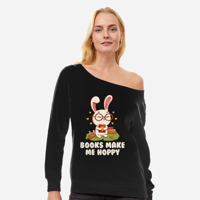 Books Make Me Hoppy-Womens-Off Shoulder-Sweatshirt-tobefonseca